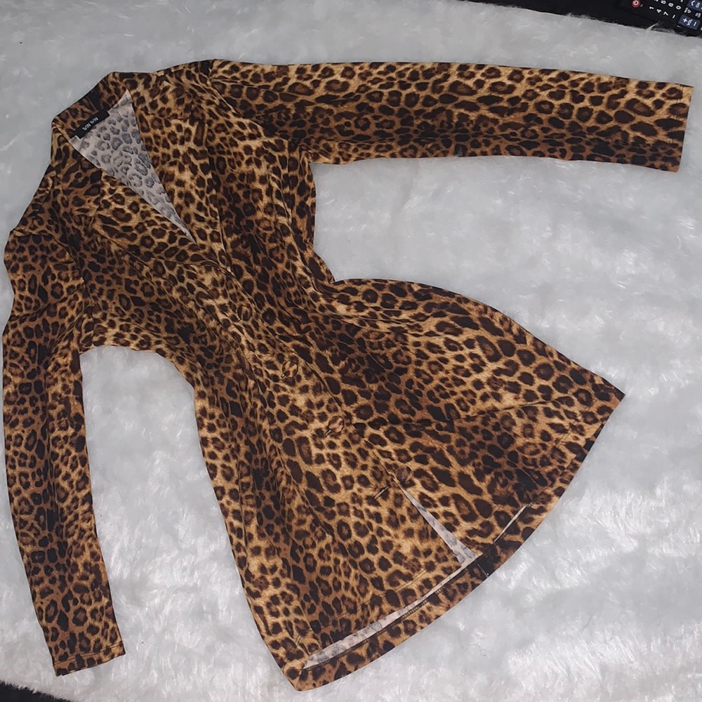 Size small, leopard print, button down, blazer dress